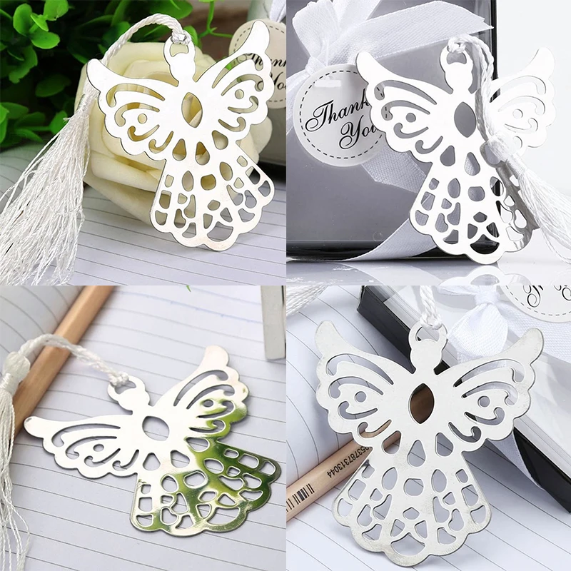 Metal Bookmark Bookmark Page Holder Bookmarks Stationery Supplies Hot Stainless Steel Silver Guardian Angel Bookmark Tassel Page Marker Ribbon Box Metal Bookmark Stationery School Office