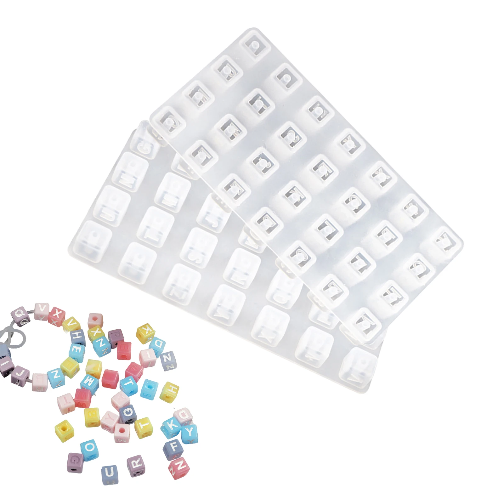 Mini Lettera Stampo In Silicone Alfabeto Stampo Epossidico Stampo Cubo Lettera Stampi Con Fori Lettera Braccialetto Portachiavi Ciondolo Gioielli