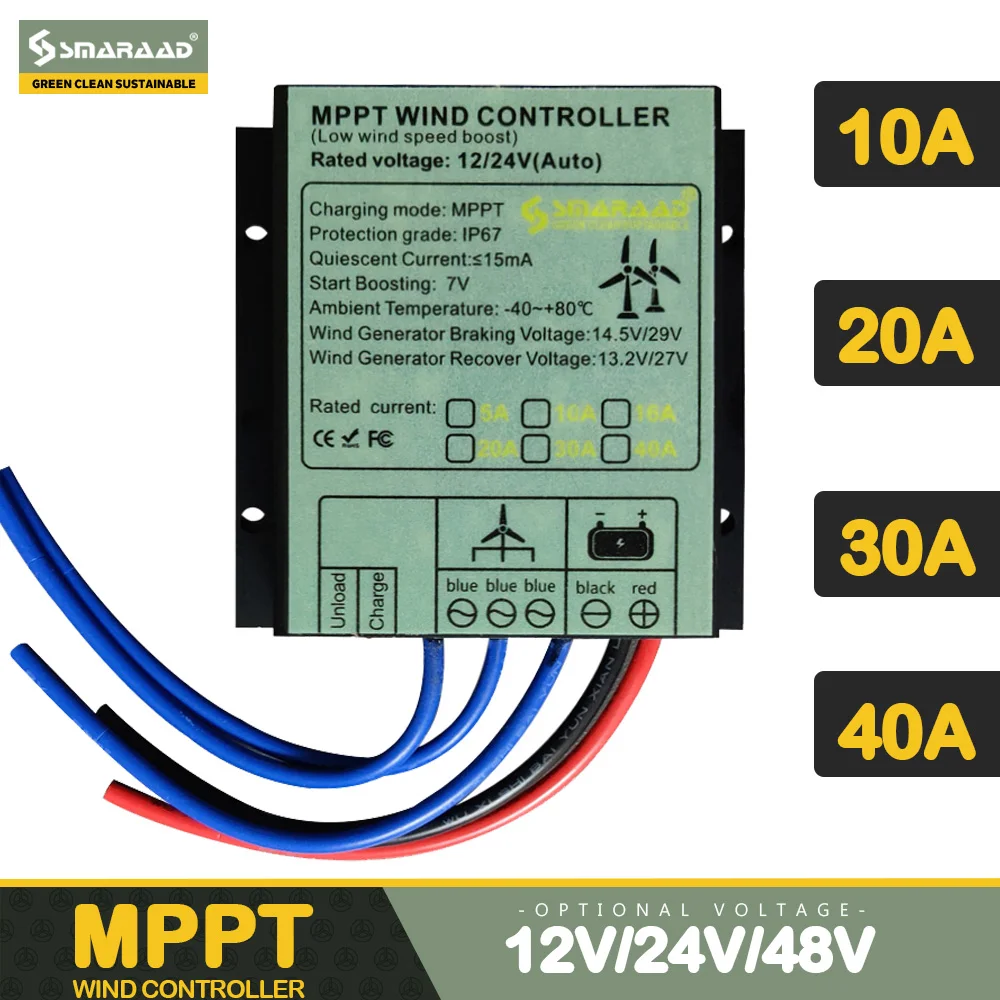 MPPT-controlador de viento de 100-1000W, 12v/24v, 48V, 10A-40A, controlador de carga de viento, impermeable, IP68