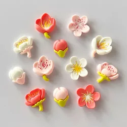 Set of 12 Pink Flower Resin Decorative Magnets for Fridge and Whiteboard (AS SHOW)
