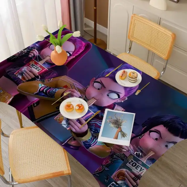 Kpop d-démon chasseurs Polyester nappe imperméable Table de chevet anti-poussière tissu décoratif salon café nappe 2