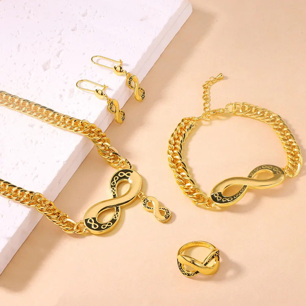 Arabischer Mode-Hip-Hop-Schmuckset 21k Vergoldete Nigerianische Kubanische Halskette mit Anhänger Oman Islamischer Damen Punk Party Schmuck – Detail 2
