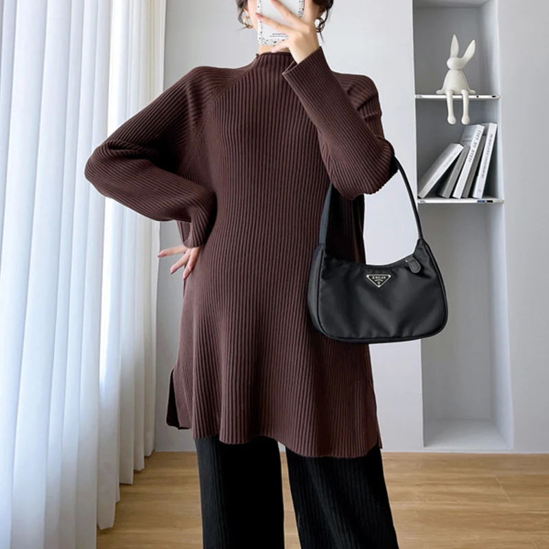 Maternity Autumn Winter Thick Warm Knitted Maternity Long Sweaters Slim Dress Clothes for Pregnant Women Fashion Pregnancy