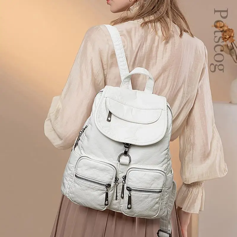 Soft Washing Leather Women's Backpack Travel Large Capacity Backpacks Cute Female Shoulder Bags New Mochilas Para Ninas 2023 3
