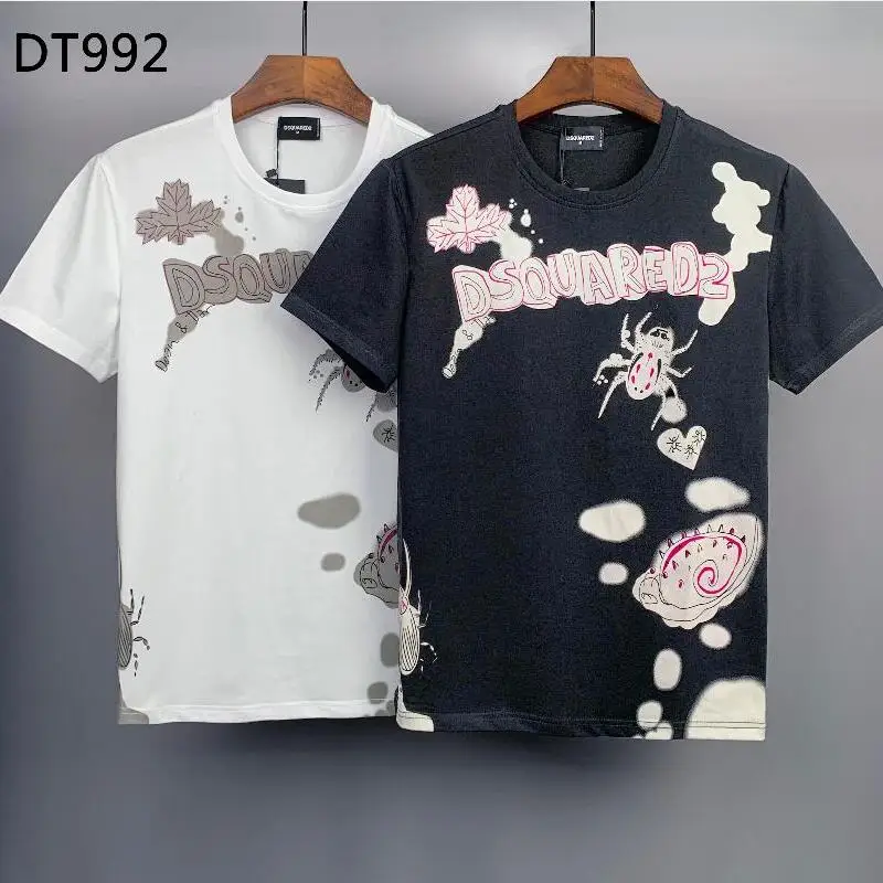 2022 Dsquared2 хлопковая рубашка с круглым вырезом и коротким рукавом повседневная