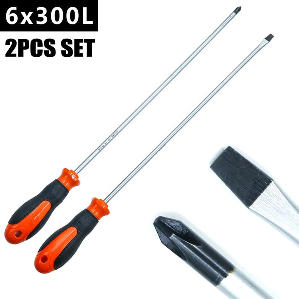 12-Inch Slotted Screwdriver with Ergonomic Rubber Handle