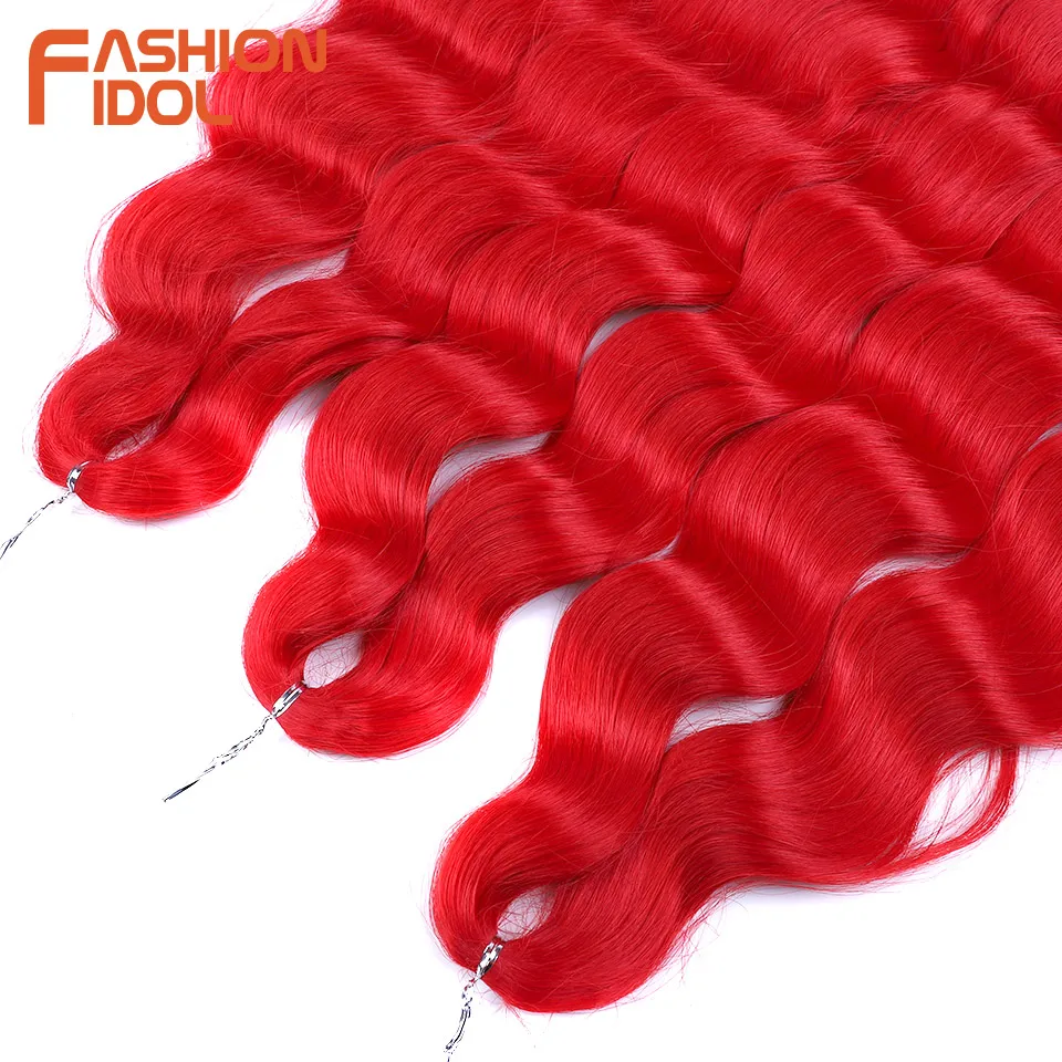 Lena Red Crochet Hair sintetico Water Wave intrecciare le estensioni dei capelli 24 pollici Crochet treccia capelli fibra ad alta temperatura capelli finti