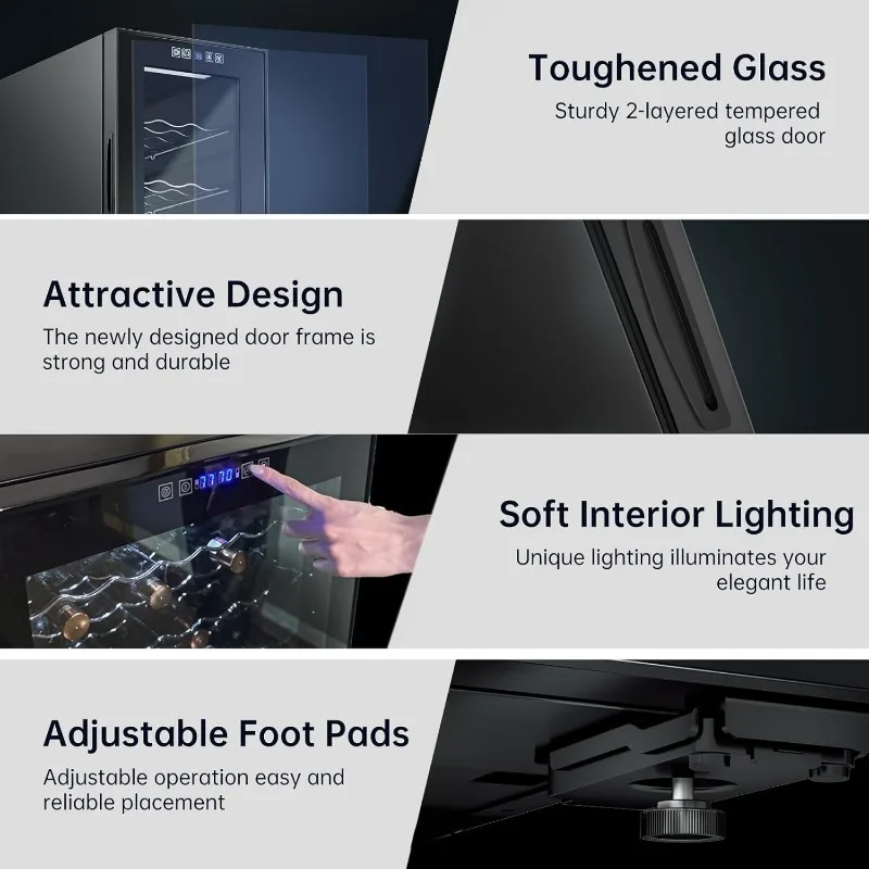 24 Bottle Wine Cooler Refrigerator Freestanding Wine Fridge - Intelligent Digital Control, Low Noise Professional Compressor 4