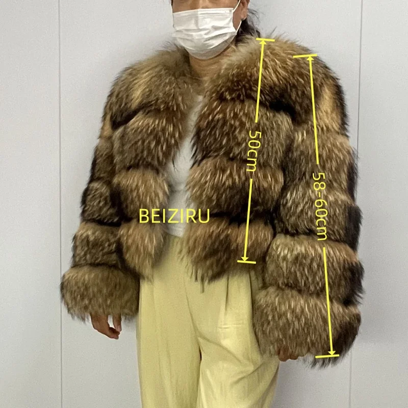 ジャケット・アウター riu Fur collar long coat BEIZIRU Women's Real Raccoon Fur Coat Winter Long Sleeve