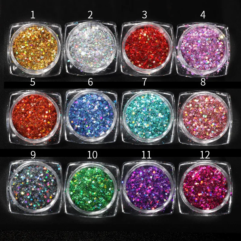 24 Colors Holographic Nail Glitter Set