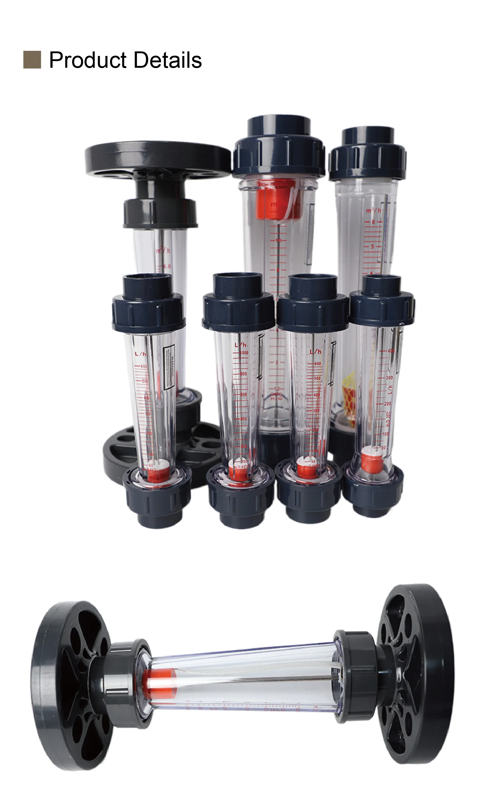 LZS-15 DN15 Plastic Pipe Flow Meter Rotameter Inline Water Flow 100-1000L/H Vari