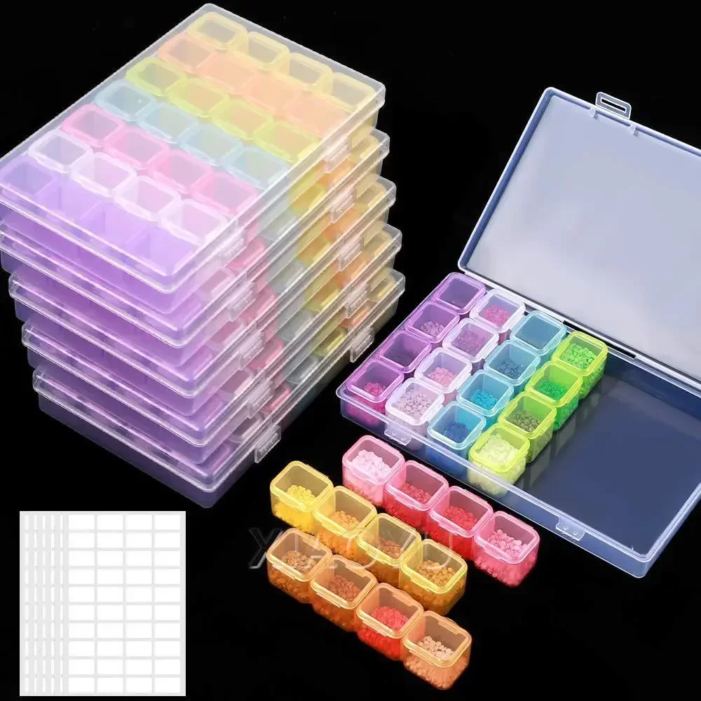 Transparent Plastic Storage Box diamond painting accessories 28/56 Slot Diamond Painting Accessories Tool Nail Rhinestone Bead Storage jewelry organizer