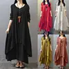 2025 Sping Summer Bohemian Women Maxi Dress Casual Long Sleeve High Waist Beach Woman Chiffon Dresses Big hem Mujer New