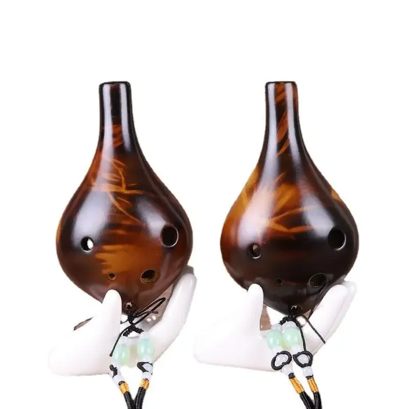 6 Hole Small Size Ocarina Strawfire Ceramic Alto C Tone Key Flute Glaze Chinese Tao Professional Musical Instrument Beginner
