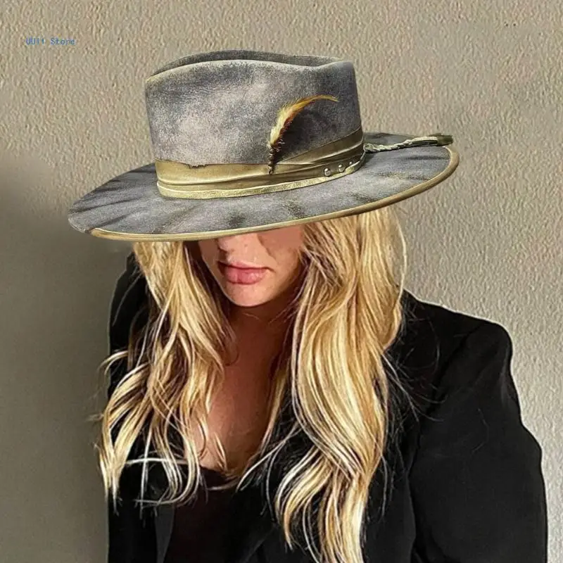Homburg Top Hat Western Porkpie Hat for Dinner Outdoor Casual Wear