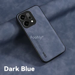 Magnetic Shockproof Nubuck Leather Phone Case - Protective Back Cover for OPPO Reno14 F 5G (Blue)