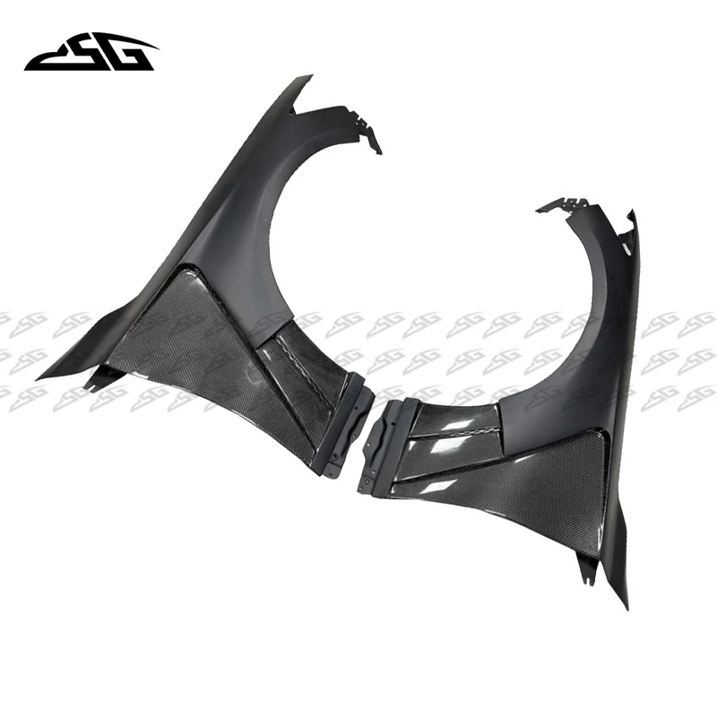 For Infiniti Q50 2014-2021 Carbon Fiber Front Bumper Fender Splitter Air Vent Spoiler Cover Car Side Door Fender Body Kit