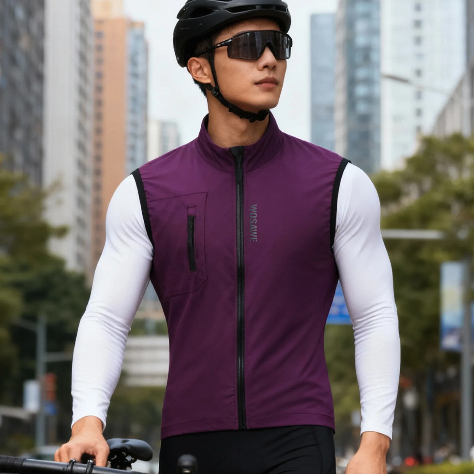 WOSAWE 사이클링 조끼 방풍 민소매 자전거 조끼 MTB 러닝 윈드브레이커 조끼 야외 스포츠 윈드 조끼