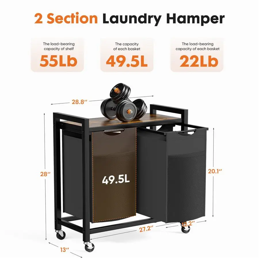 Pull-out laundry bags with handles