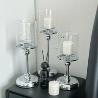Glass Pillar Candle Holder Set Golden Silver Decorative Candlestick for Wedding Party Table Festival Decor 2026 New Fashion 2