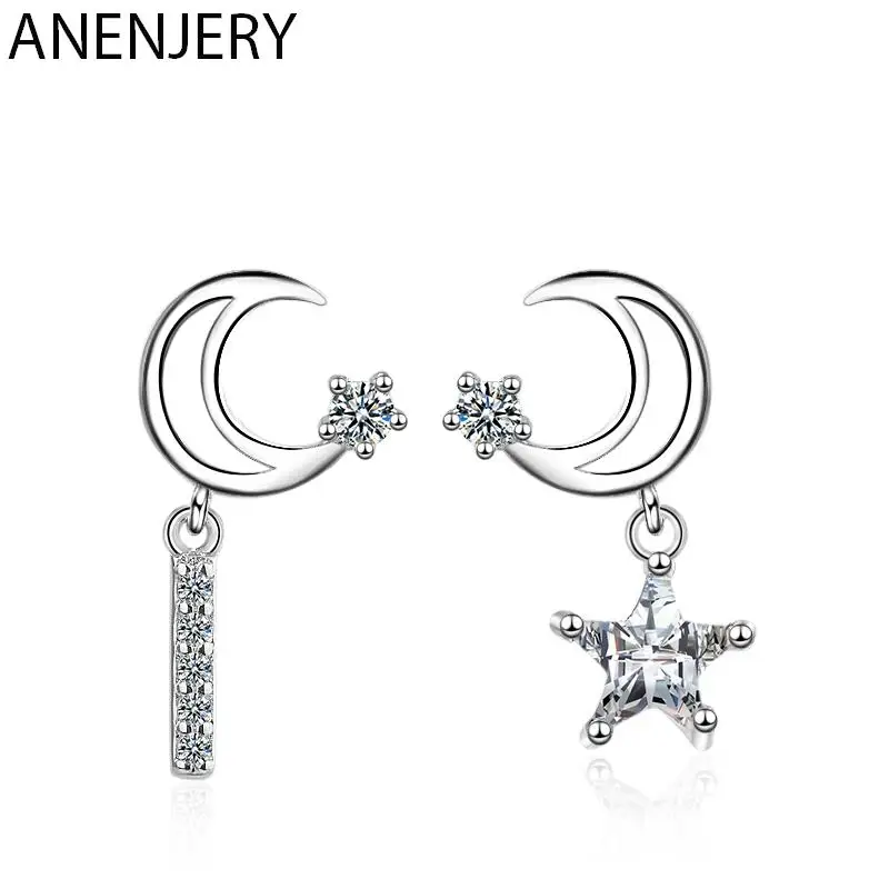 Pendentes Mn Luna Y Estrella Plateados - Etsy España