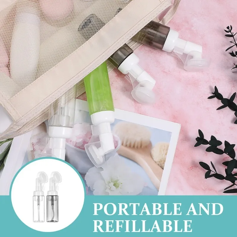 Foaming Plastic Facial Pump Bottle with Brush Head - Refillable Travel Soap Dispenser