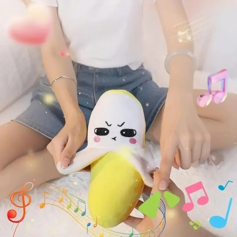 ♥ 1Pc 바나나 베이비 비트 감지 크리 에이 티브 과일 참신 부모-자녀 뮤지컬 인터랙티브 피아노 장난감 플러시 인형