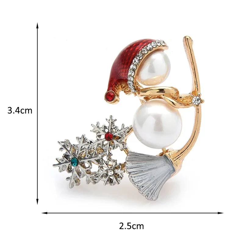 Brooch Imitation Pearl Christmas Snowman Rhinestone Gift Pin Suitable for Giving As A Birthday Gift To The Best Relatives