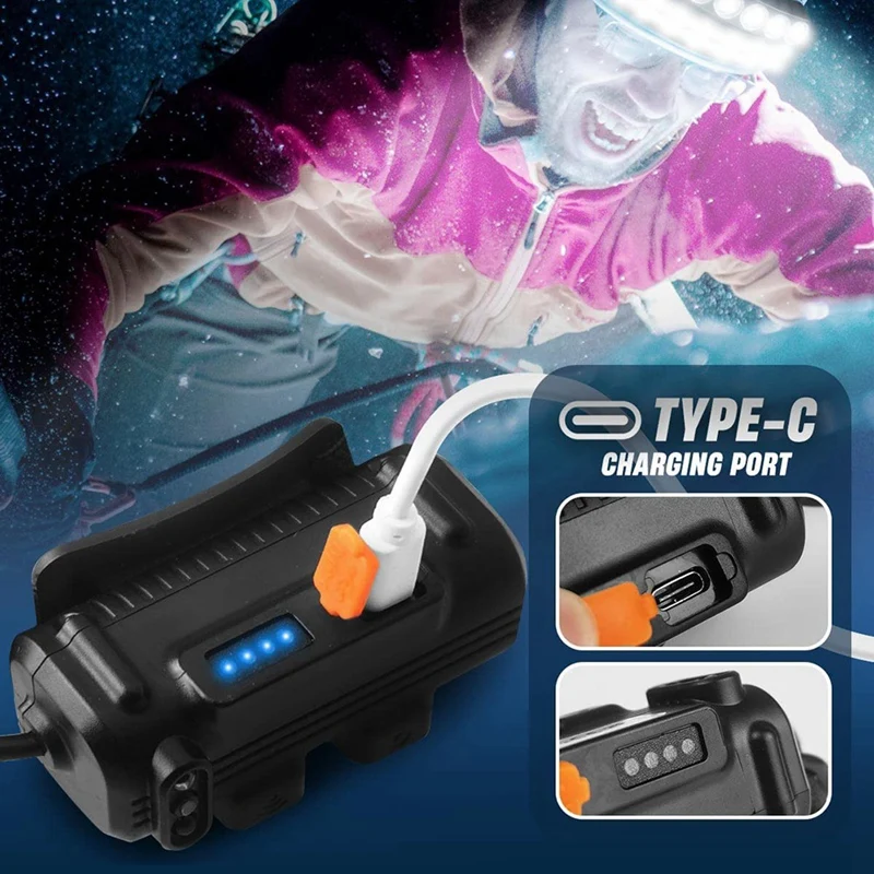 1세트 모션 센서 및 적색광 3+3 모드 하드 모자 LED ABS+PC가 포함된 높은 루멘 슈퍼 브라이트 헤드 라이트 램프 성인용