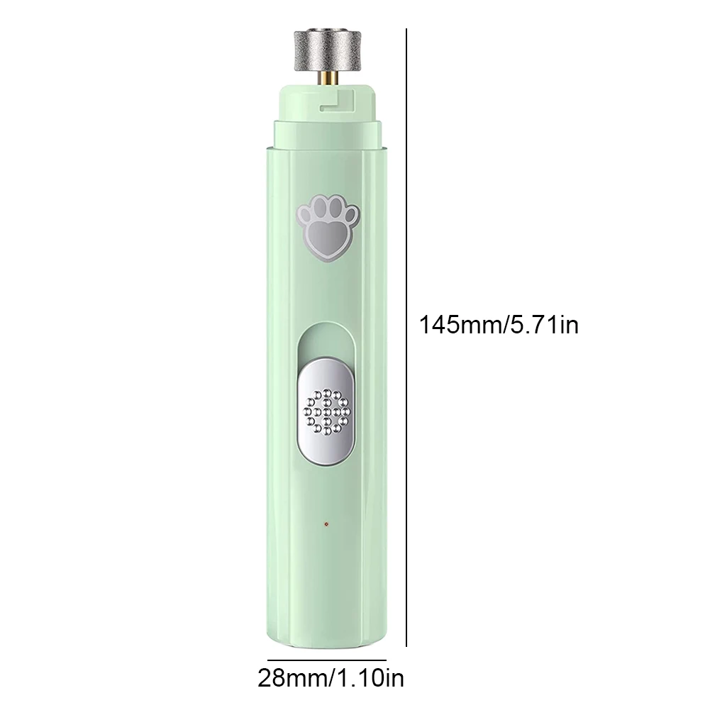 Electric Pet Nail Grinder USB Rechargeable LED Light Pet Nail Clipper Painless 2-Speed with Polisher Wheel for Paws Grooming