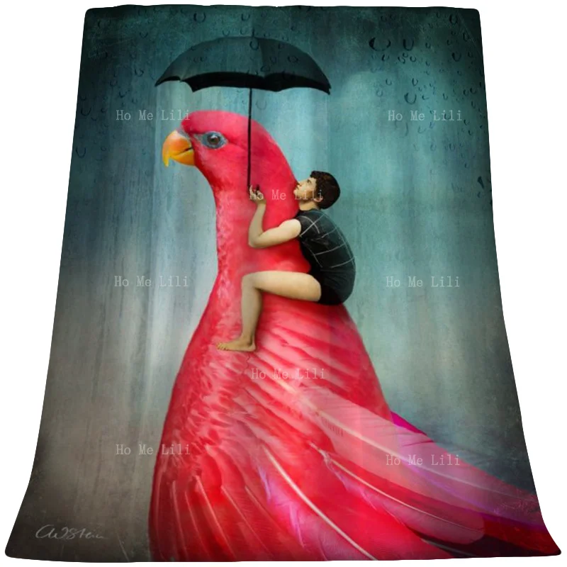 

A Little Boy Rides On The Back Of A Red Flame Bird Flannel By Ho Me Lili Suitable For All Seasons