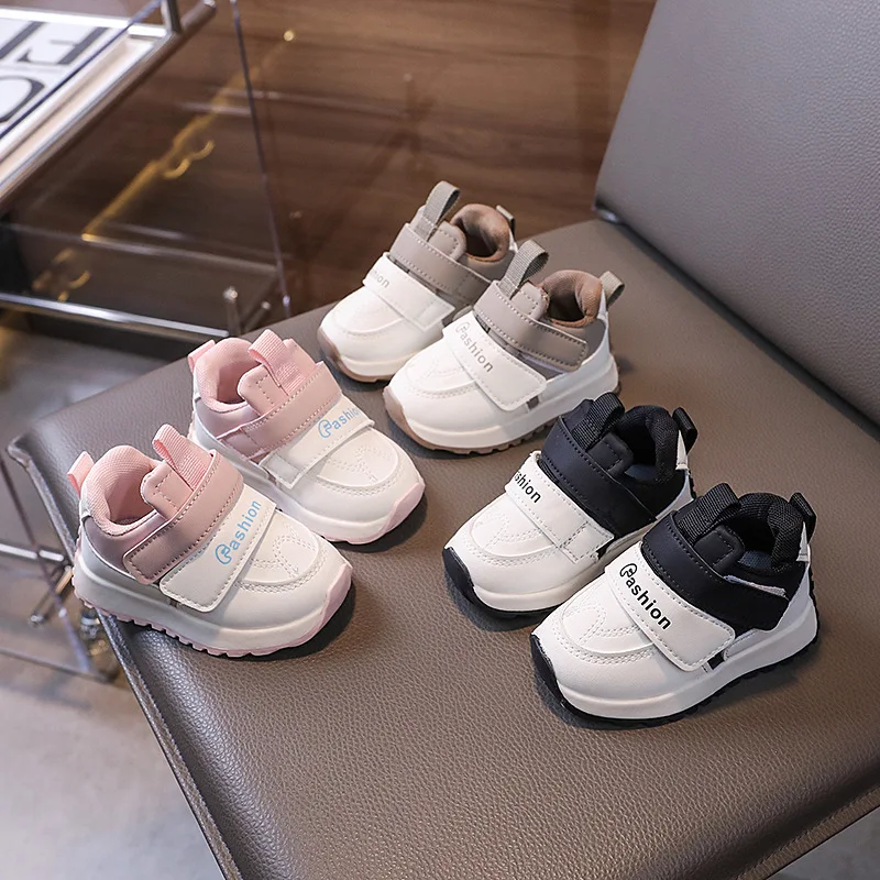 Children High-top Autumn Sneakers Boys Anti-kick Sports Shoes Girls Double Hook Design Sneakers Baby Soft Walking Shoes 2