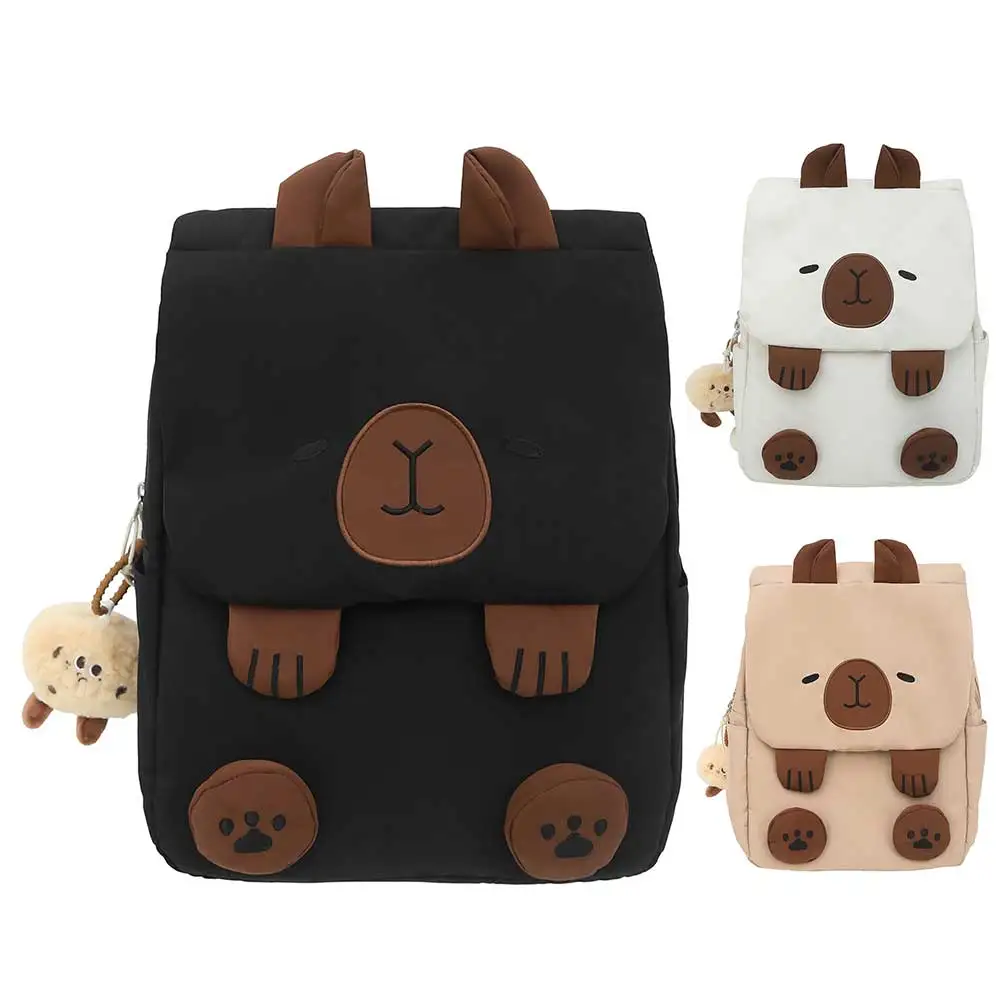 Nylon Capybara Kawaii Backpack with Zipper Closure for Women