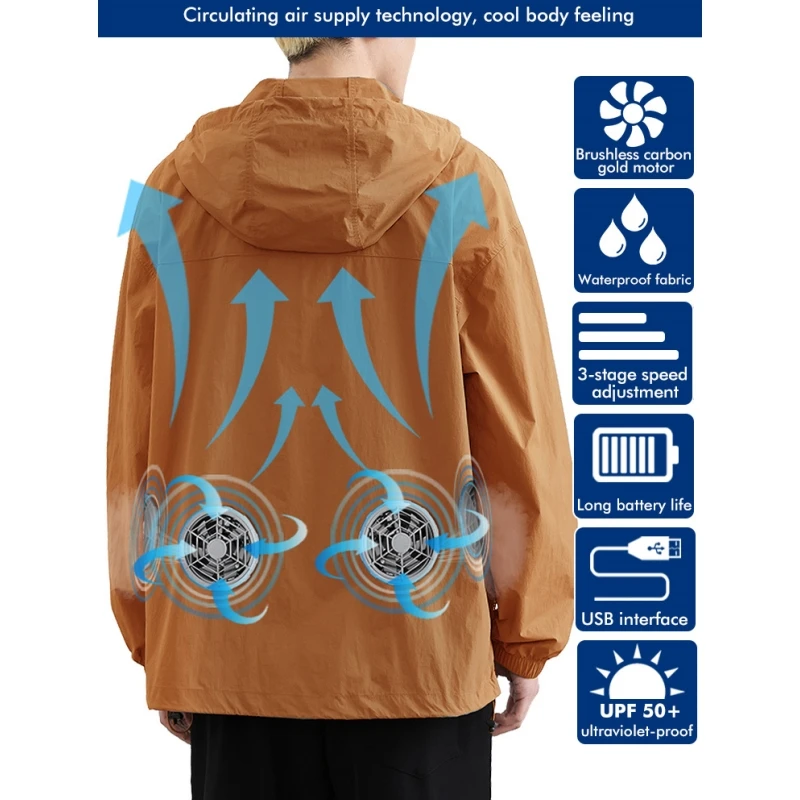 UPF50+ Sun Protection Air-conditioned Clothing Waterproof Fishing Jackets Outdoor Heatstroke Sunscreen Body Cool Summer Clothes