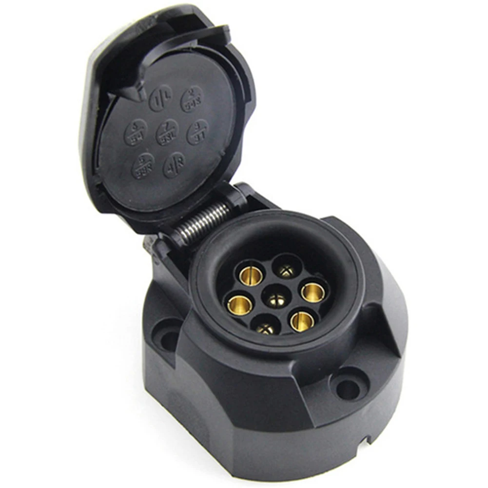 

For Recharge Panel Car Socket Flush Mount Wiring Connector Black Towing Trailer 7 Pin Adapter Kit Plastic Plug