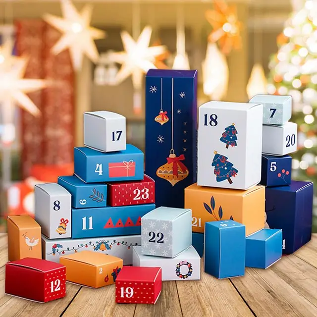 24pcs 2024 Christmas Advent Calendar 24 Days Countdown Calendar Gift Box Fillable Empty Cardboard Number Boxes For Kids Adults 4