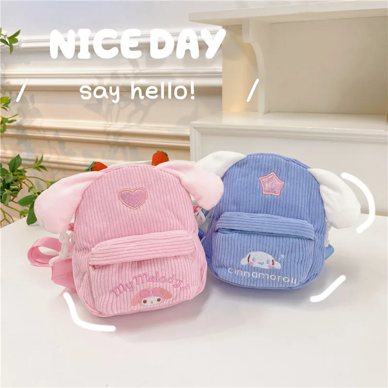 

Sanrio Cinnamoroll girl heart cute mini satchel cartoon embroidered corduroy small bag girls go out to store small soft bags