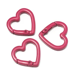 Set of 5 Metal Heart Spring Clasp Keychain Clips for DIY Jewelry and Accessories (Rose red)