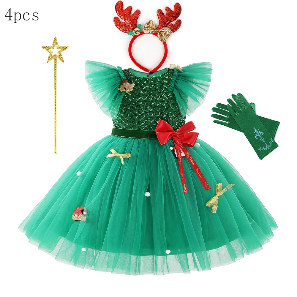 thumbnail image 1 of Vestido de baile de estrella de Navidad para niña, vestido de princesa para fiesta de carnaval, manga voladora de lujo, 2024 Original, 1 of 5