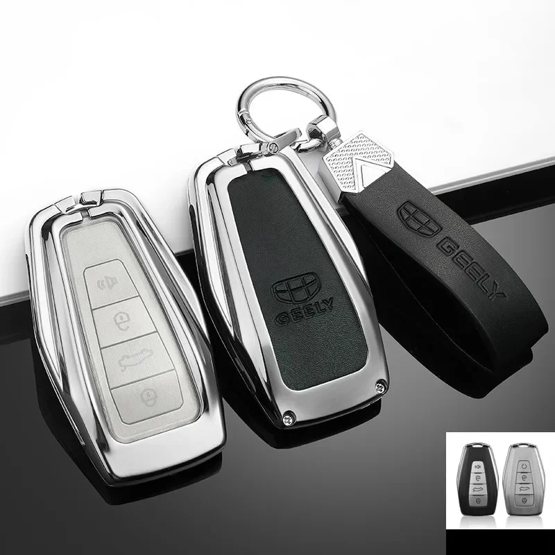 

Car Accessories For Geely Emgrand X7 EX7 Coolray Atlas Boyue NL3 SUV GT GC9 Borui Leather Zinc Alloy Remote Key Case Full Cover