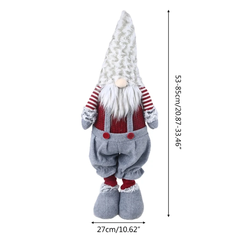 Handmade Christmas Elf Decoration Retractable Standing Swedish Gnome Tomte Toy For Doll Ornaments 6XDE