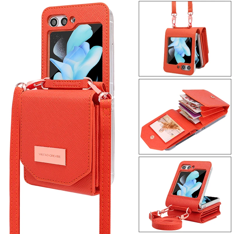 Vietao Crossbody Lanyard Mobile Phone Case with Card Slots Wallet