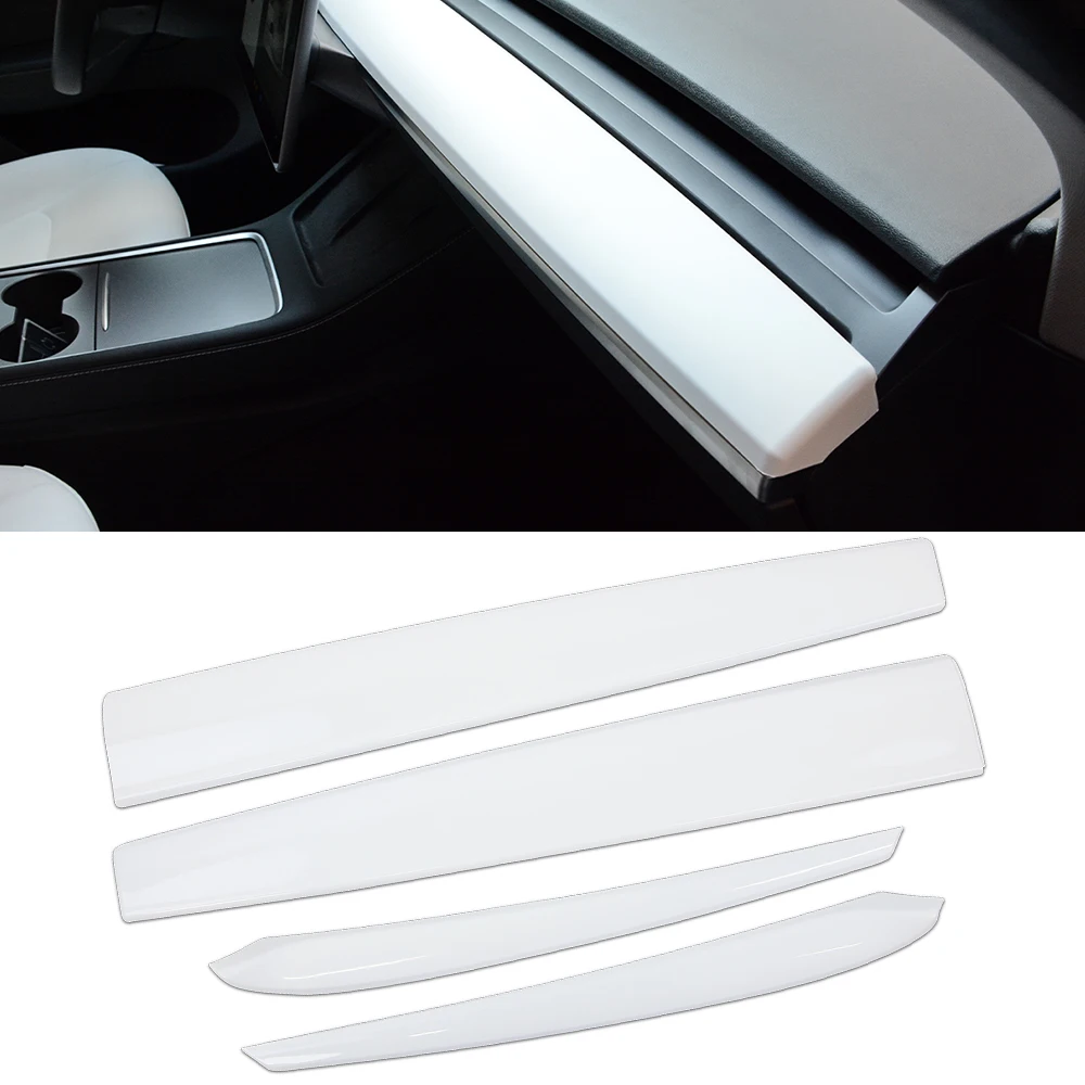 Armaturenbrett-Türholzverkleidung für Tesla Model 3/Y, ABS Mittelkonsolen-Set, Armaturenbrett-Dekorplatte, Aufkleber, Autozubehör – Detail 6