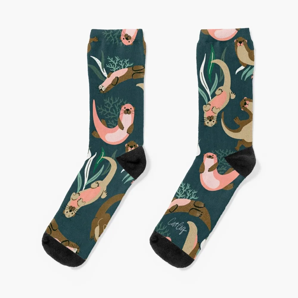

Otter Collection - Teal Palette Socks winter moving stockings warm winter Women Socks Men's