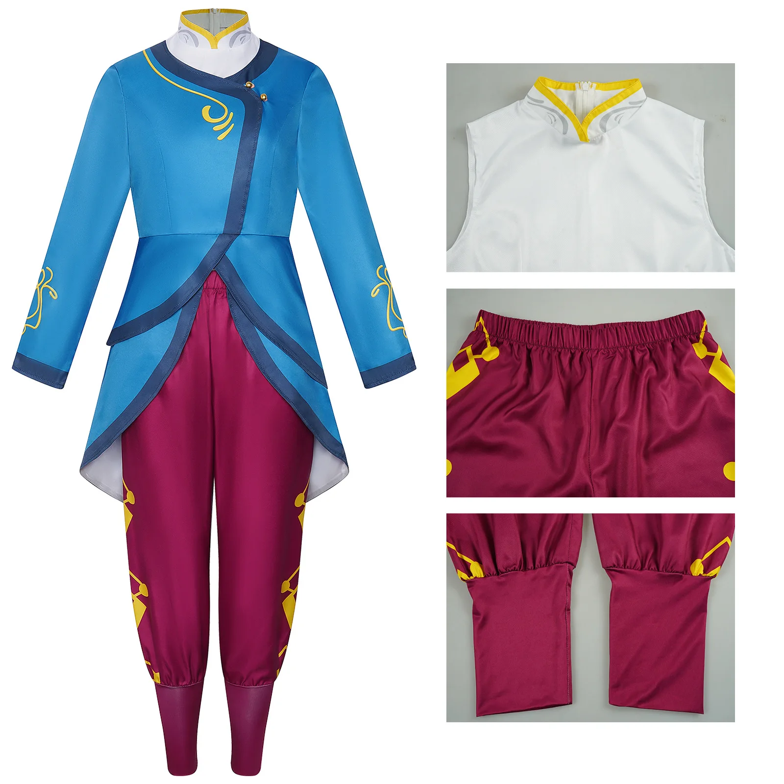 Spellbound: Ellian Princess | Blue Printed Cheongsam-Style Dress Costume Cosplay 24 Generic Blue Printed Cheongsam-Style Dress Costume for Girls (Unofficial)