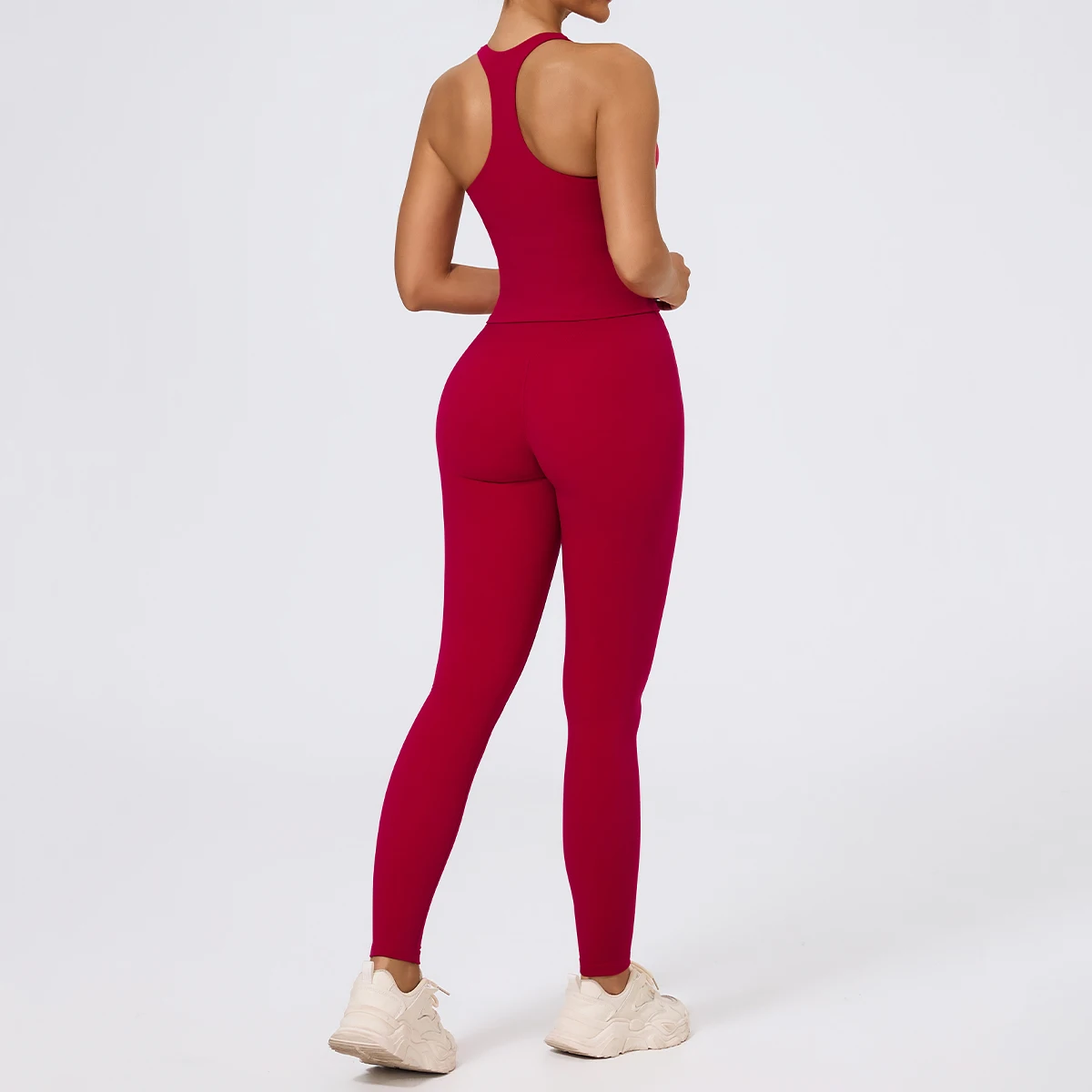 Hearuisavy Women 2Pcs Sports Pants Set High Waist Stretch Fitness Leggings Running Push Up Sporty Vest Breathable Yoga Tank Tops - תמונה 6