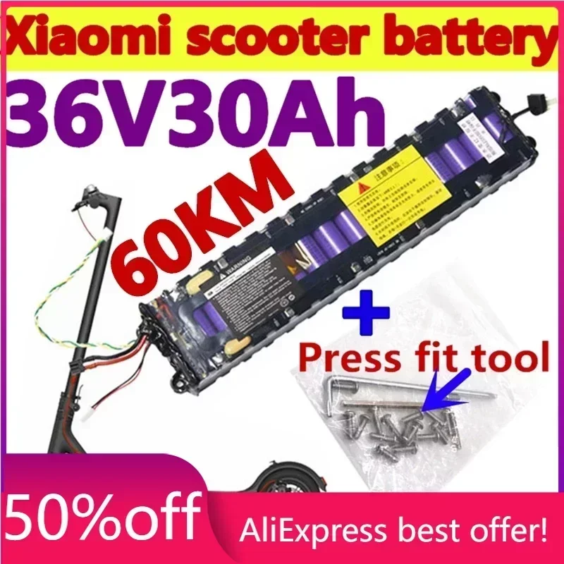 

New 36V 30Ah Litium Ion Battery 18650 30000mAh Lithium Battery Pack Electric Scooter for Xiaomi M365 Batteries Dedicated Battery