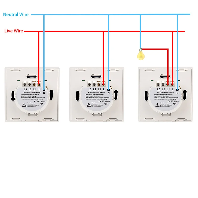 Intermediate Stair Switch WiFi Smart Switch Glass Wall Touch Switches RF433 Remote Control Tuya Alexa Google Home Bingoelec