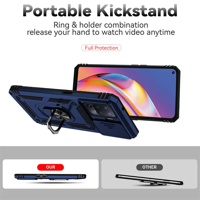 Shockproof Armor Case with Magnet Ring Holder and Side Camera Lens Protection