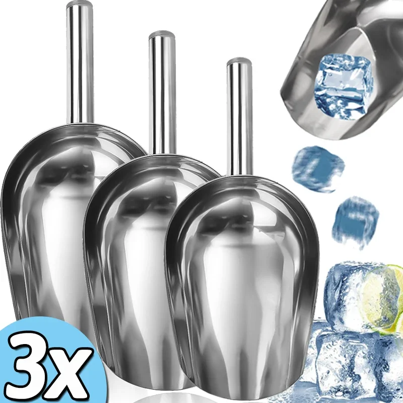 Ice Shovel Scoop 1/3PCS Stainless Steel Multifunctional Food Measuring Spoons